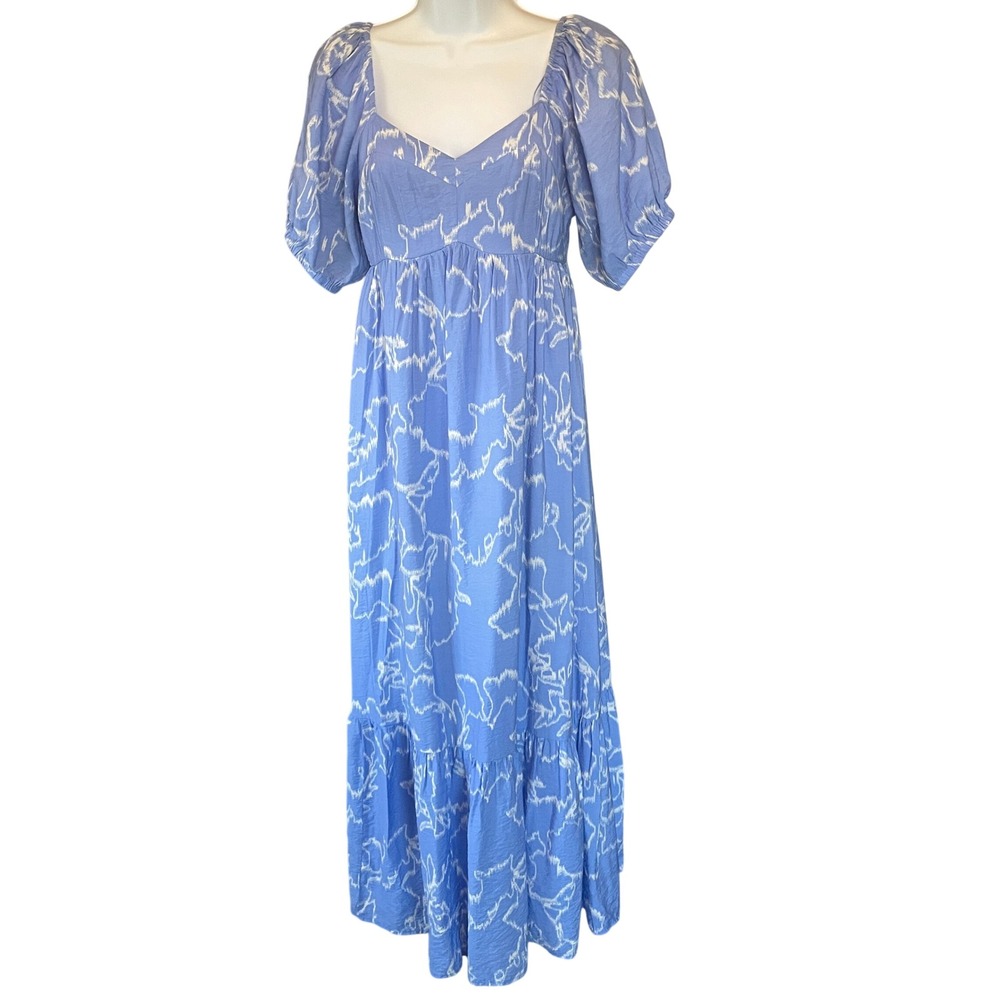 Womens Y2K Fairy Boho Babydoll Maxi Dress Tiered Puff Sleeve Size S Cottage